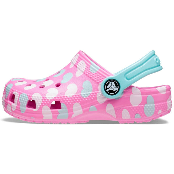 Pink and white online crocs